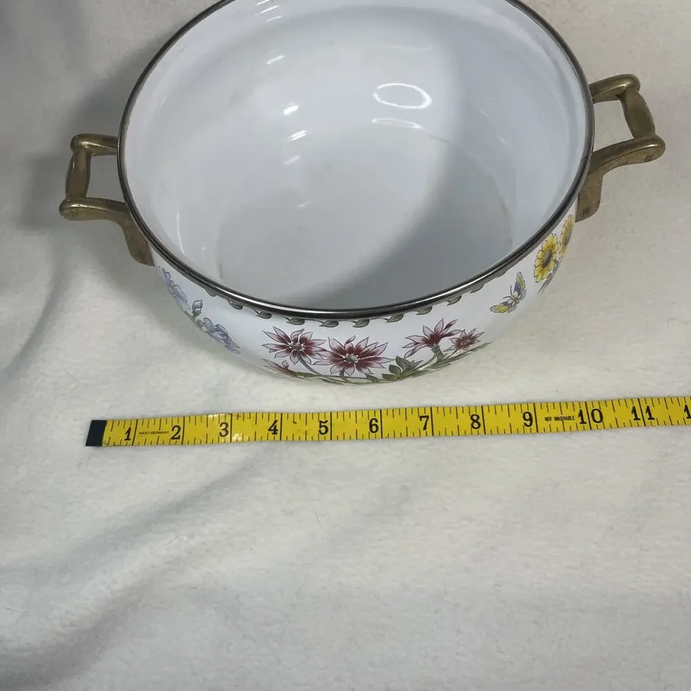 1980s Regency Club Cooks Corner 2 Handled Enamelware Soup Casserole w/Lid 3 Qt